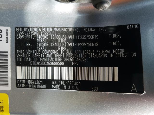 Photo 9 VIN: 5TDXK3DCXGS698588 - TOYOTA SIENNA SE 