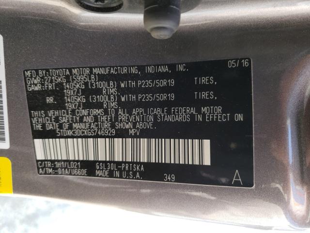 Photo 9 VIN: 5TDXK3DCXGS746929 - TOYOTA SIENNA SE 