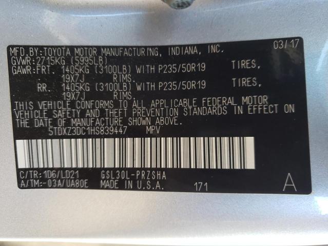 Photo 9 VIN: 5TDXZ3DC1HS839447 - TOYOTA SIENNA SE 