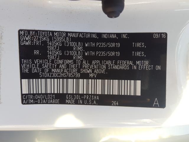 Photo 9 VIN: 5TDXZ3DC2HS785799 - TOYOTA SIENNA SE 