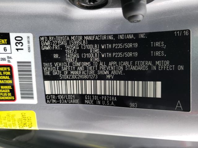 Photo 9 VIN: 5TDXZ3DC2HS801273 - TOYOTA SIENNA SE 