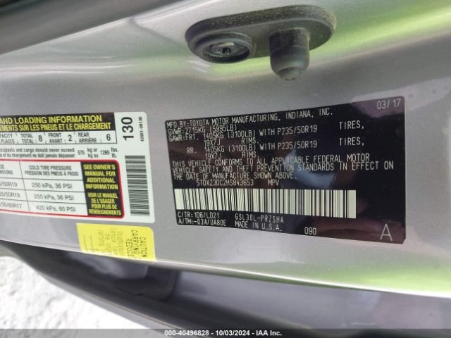 Photo 8 VIN: 5TDXZ3DC2HS843653 - TOYOTA SIENNA 