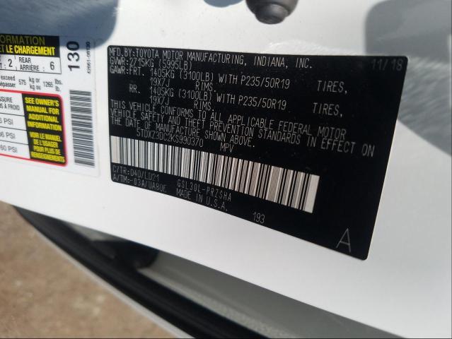 Photo 9 VIN: 5TDXZ3DC2KS990370 - TOYOTA SIENNA SE 