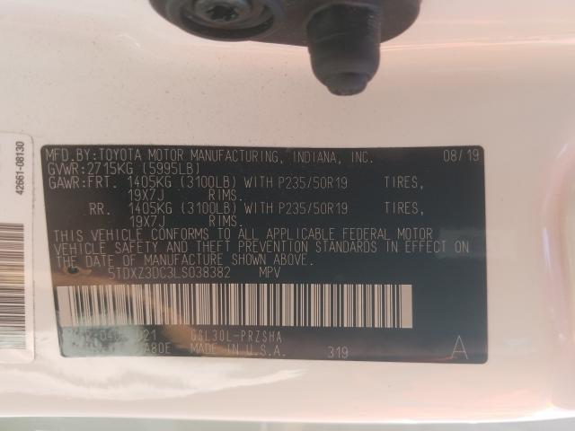 Photo 9 VIN: 5TDXZ3DC3LS038382 - TOYOTA SIENNA SE 