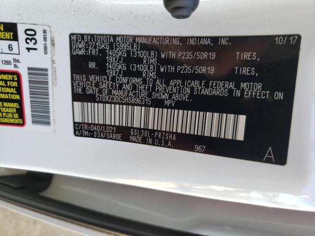 Photo 9 VIN: 5TDXZ3DC5HS896315 - TOYOTA SIENNA SE 