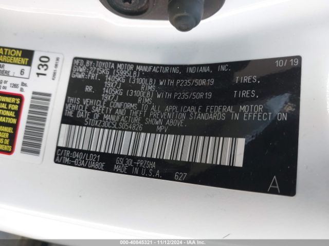 Photo 8 VIN: 5TDXZ3DC5LS054826 - TOYOTA SIENNA 