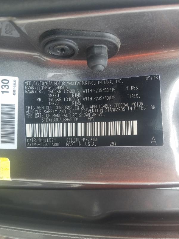 Photo 9 VIN: 5TDXZ3DC7JS945004 - TOYOTA SIENNA SE 