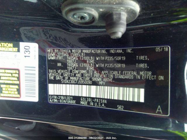 Photo 8 VIN: 5TDXZ3DC7JS950090 - TOYOTA SIENNA 