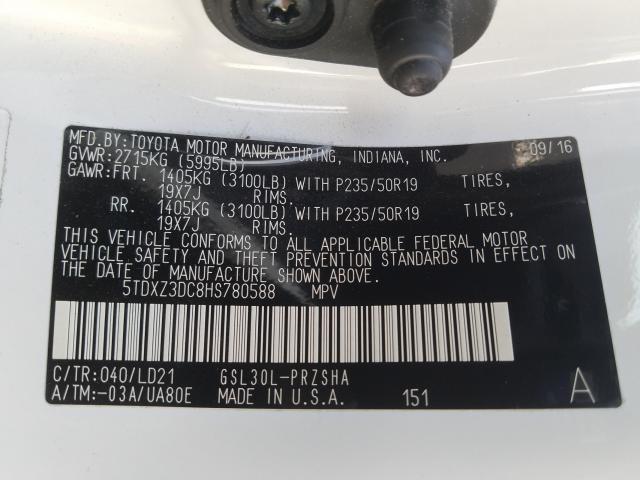 Photo 9 VIN: 5TDXZ3DC8HS780588 - TOYOTA SIENNA SE 