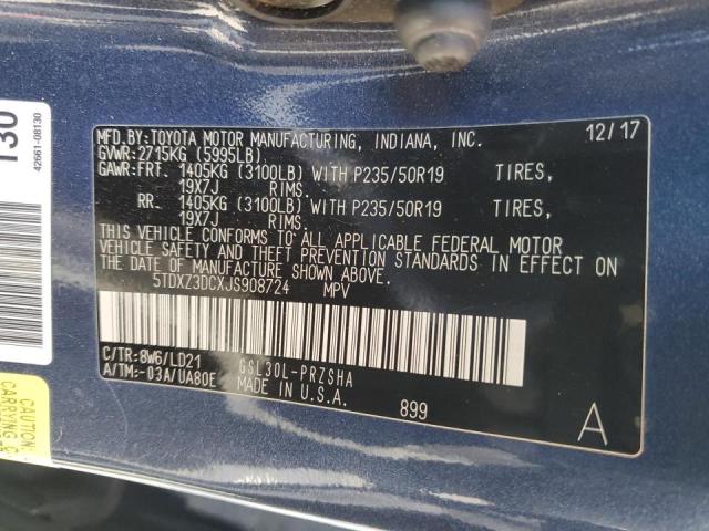 Photo 9 VIN: 5TDXZ3DCXJS908724 - TOYOTA SIENNA SE 