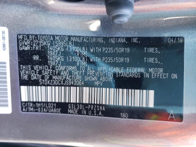 Photo 9 VIN: 5TDXZ3DCXJS942064 - TOYOTA SIENNA SE 