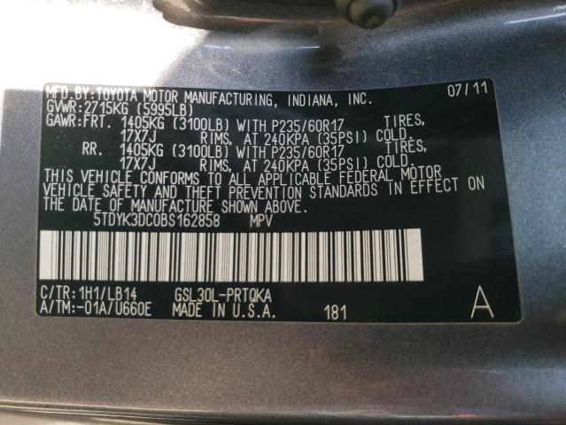 Photo 13 VIN: 5TDYK3DC0BS162858 - TOYOTA SIENNA XLE 