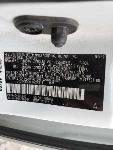 Photo 12 VIN: 5TDYK3DC0CS224311 - TOYOTA SIENNA XLE 