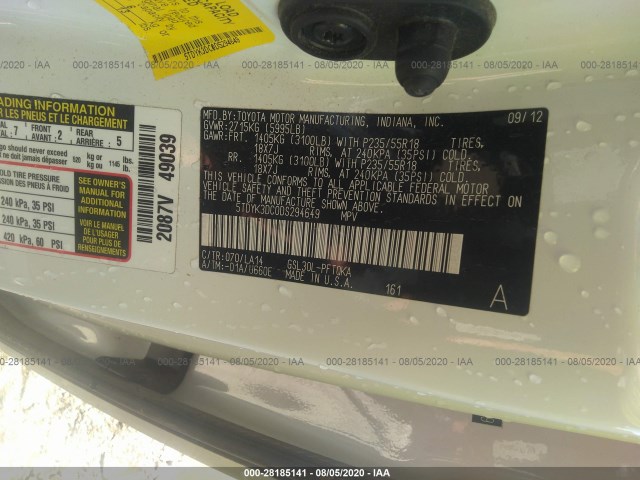 Photo 8 VIN: 5TDYK3DC0DS294649 - TOYOTA SIENNA 