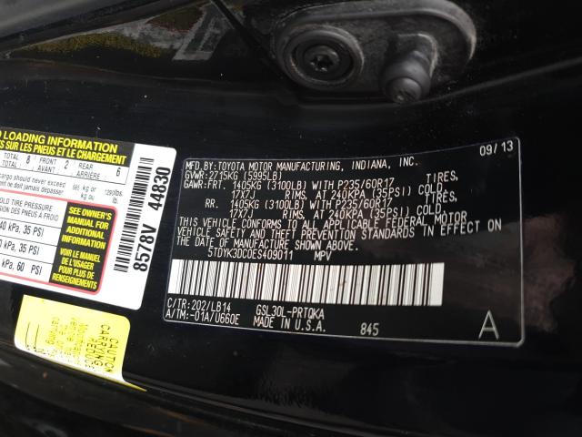 Photo 9 VIN: 5TDYK3DC0ES409011 - TOYOTA SIENNA XLE 