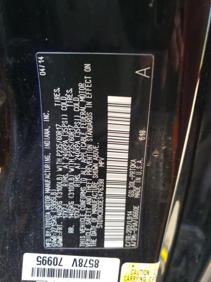 Photo 12 VIN: 5TDYK3DC0ES476398 - TOYOTA SIENNA 