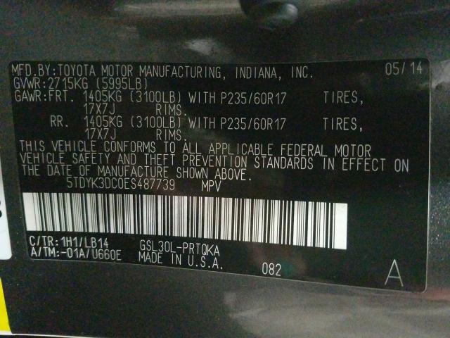 Photo 9 VIN: 5TDYK3DC0ES487739 - TOYOTA SIENNA XLE 