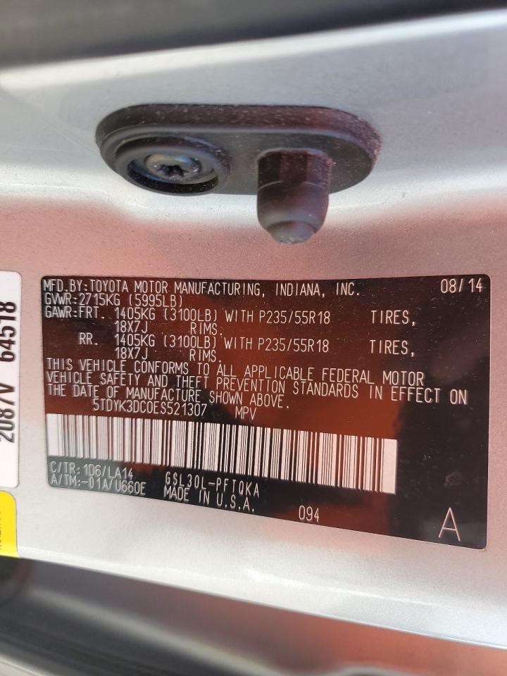 Photo 13 VIN: 5TDYK3DC0ES521307 - TOYOTA SIENNA 