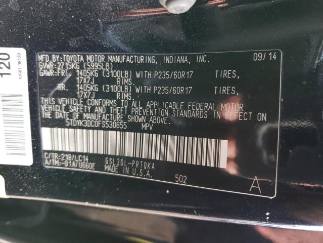 Photo 12 VIN: 5TDYK3DC0FS530655 - TOYOTA SIENNA XLE 