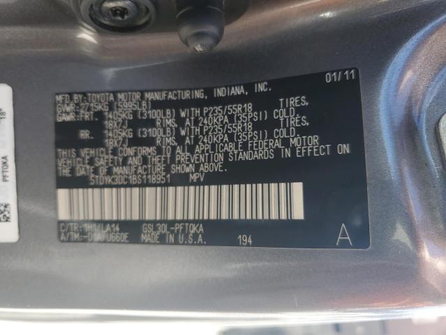 Photo 13 VIN: 5TDYK3DC1BS118951 - TOYOTA SIENNA XLE 