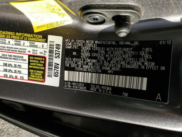 Photo 12 VIN: 5TDYK3DC1DS332194 - TOYOTA SIENNA XLE 