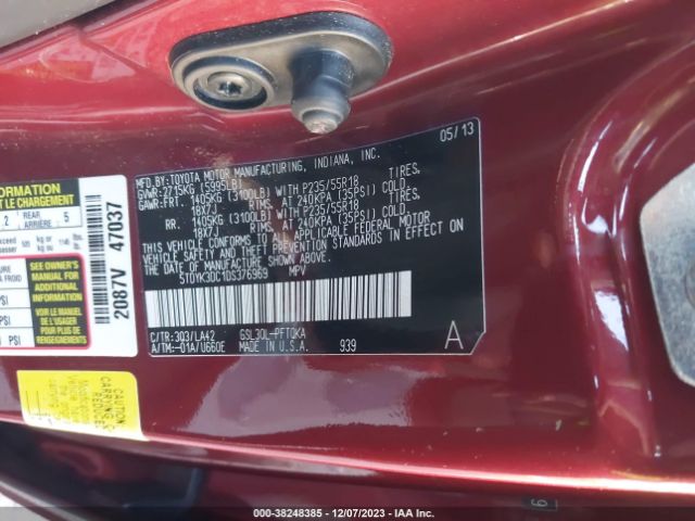 Photo 8 VIN: 5TDYK3DC1DS376969 - TOYOTA SIENNA 