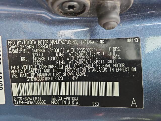 Photo 9 VIN: 5TDYK3DC1DS403023 - TOYOTA SIENNA XLE 