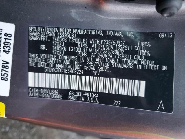 Photo 13 VIN: 5TDYK3DC1ES408224 - TOYOTA SIENNA XLE 