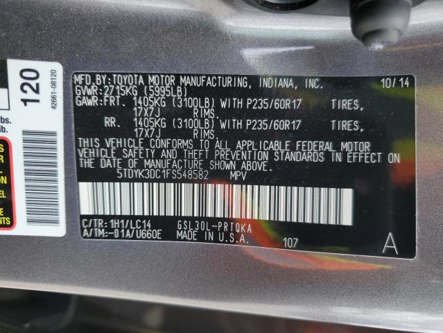 Photo 12 VIN: 5TDYK3DC1FS548582 - TOYOTA SIENNA XLE 