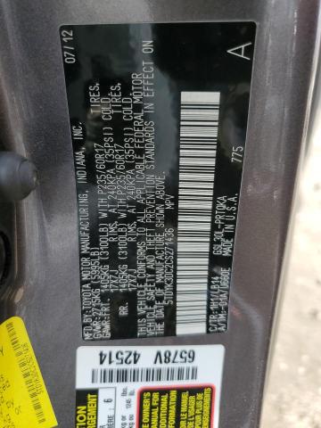 Photo 13 VIN: 5TDYK3DC2CS271436 - TOYOTA SIENNA XLE 