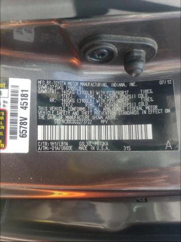 Photo 9 VIN: 5TDYK3DC2CS273722 - TOYOTA SIENNA XLE 