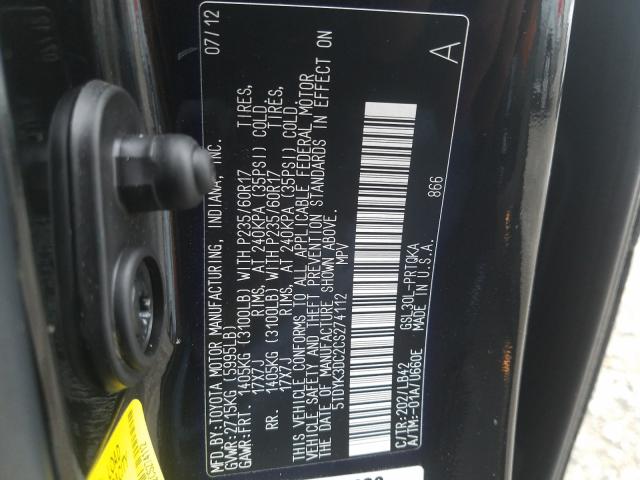 Photo 9 VIN: 5TDYK3DC2CS274112 - TOYOTA SIENNA XLE 