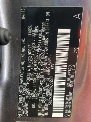 Photo 13 VIN: 5TDYK3DC2DS368539 - TOYOTA SIENNA XLE 