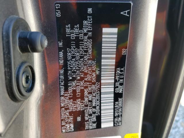 Photo 9 VIN: 5TDYK3DC2DS377922 - TOYOTA SIENNA XLE 