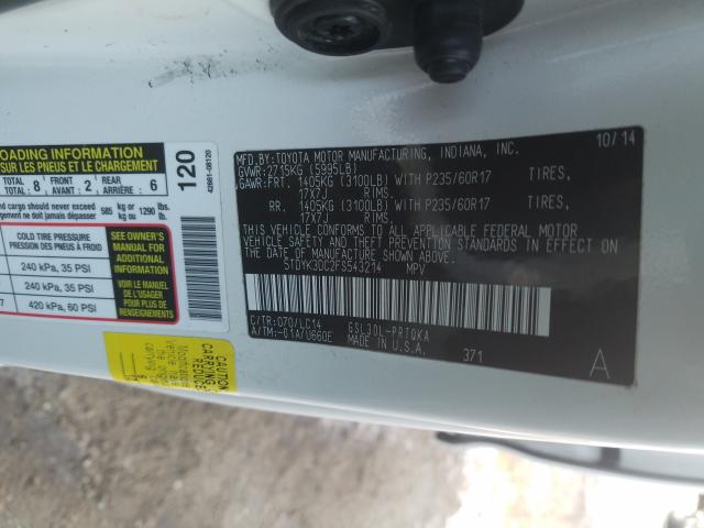 Photo 9 VIN: 5TDYK3DC2FS543214 - TOYOTA SIENNA XLE 