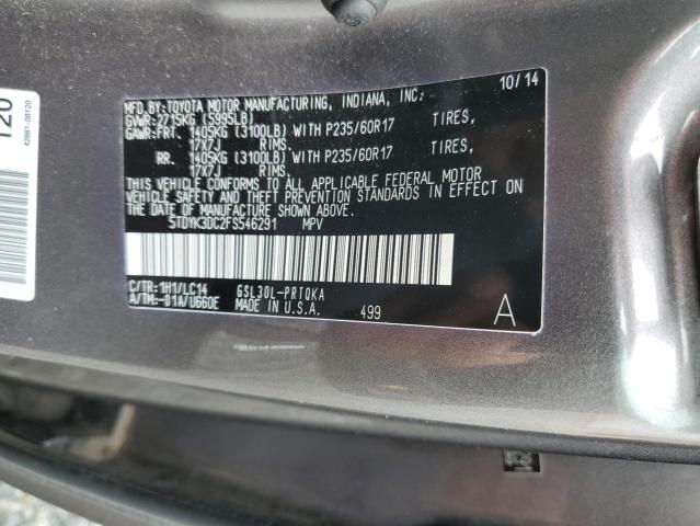 Photo 12 VIN: 5TDYK3DC2FS546291 - TOYOTA SIENNA XLE 