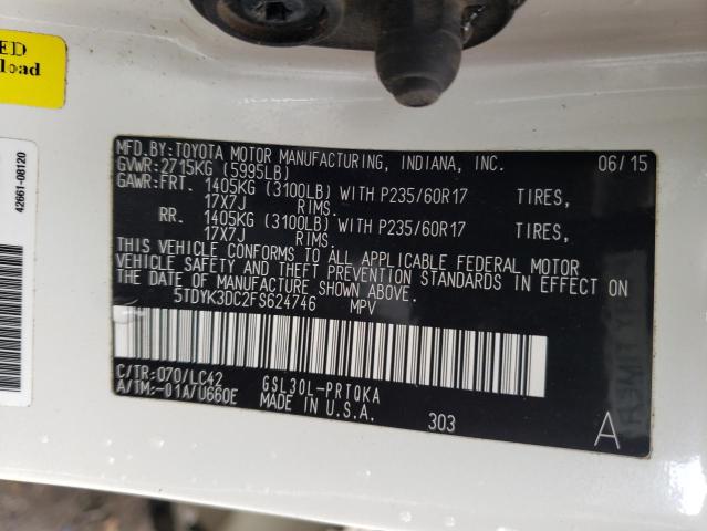 Photo 9 VIN: 5TDYK3DC2FS624746 - TOYOTA SIENNA XLE 