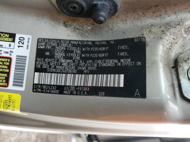 Photo 12 VIN: 5TDYK3DC2GS708180 - TOYOTA SIENNA XLE 