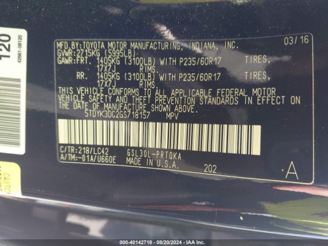 Photo 8 VIN: 5TDYK3DC2GS718157 - TOYOTA SIENNA 