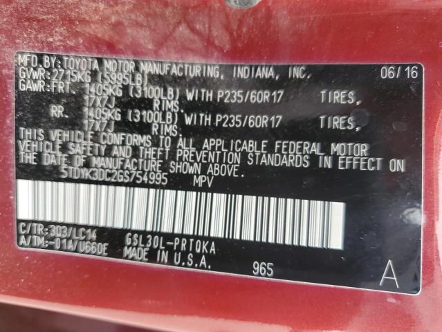 Photo 11 VIN: 5TDYK3DC2GS754995 - TOYOTA SIENNA XLE 