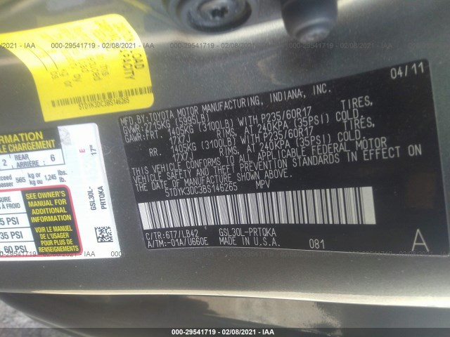 Photo 8 VIN: 5TDYK3DC3BS146265 - TOYOTA SIENNA 