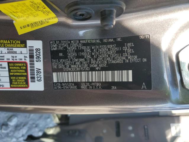 Photo 12 VIN: 5TDYK3DC3BS157363 - TOYOTA SIENNA XLE 