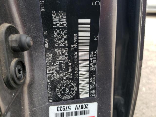 Photo 13 VIN: 5TDYK3DC3CS221628 - TOYOTA SIENNA XLE 