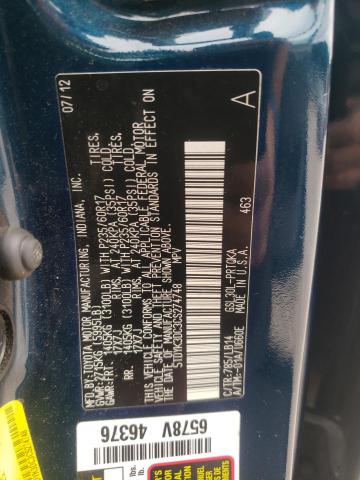 Photo 12 VIN: 5TDYK3DC3CS274748 - TOYOTA SIENNA XLE 