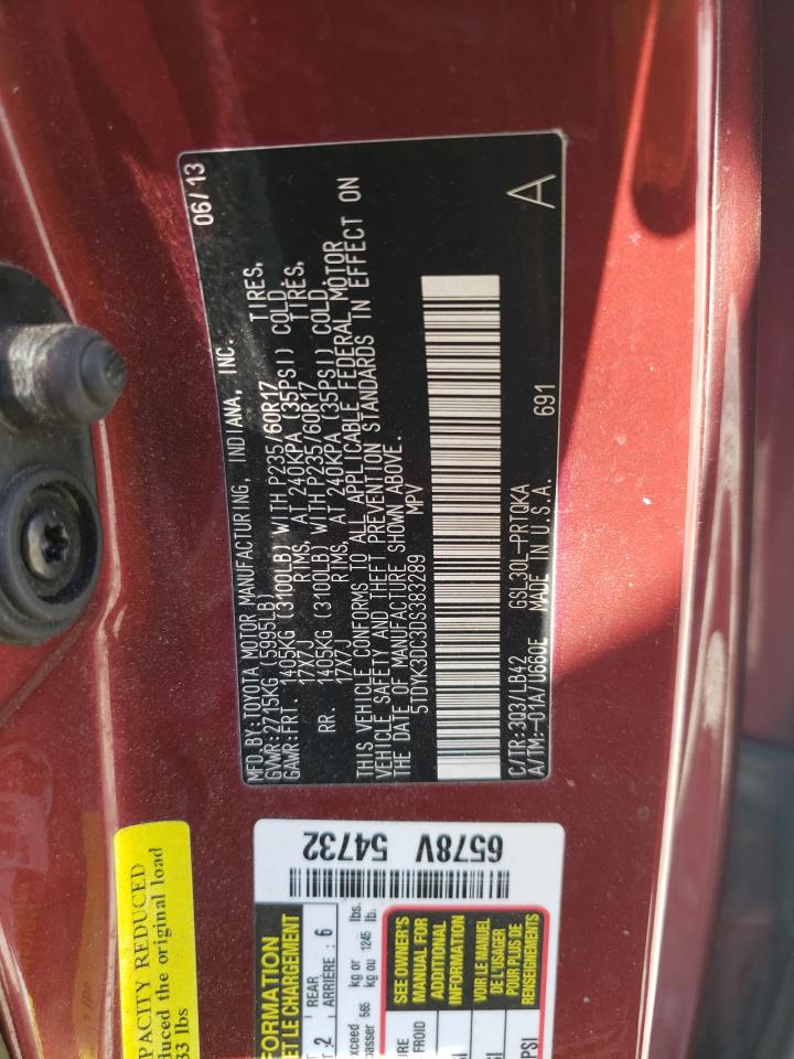 Photo 12 VIN: 5TDYK3DC3DS383289 - TOYOTA SIENNA 