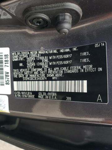 Photo 12 VIN: 5TDYK3DC3ES493874 - TOYOTA SIENNA XLE 