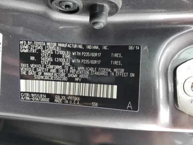 Photo 12 VIN: 5TDYK3DC3ES502380 - TOYOTA SIENNA XLE 