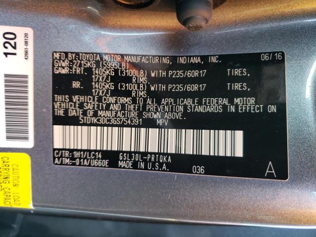 Photo 12 VIN: 5TDYK3DC3GS754391 - TOYOTA SIENNA XLE 