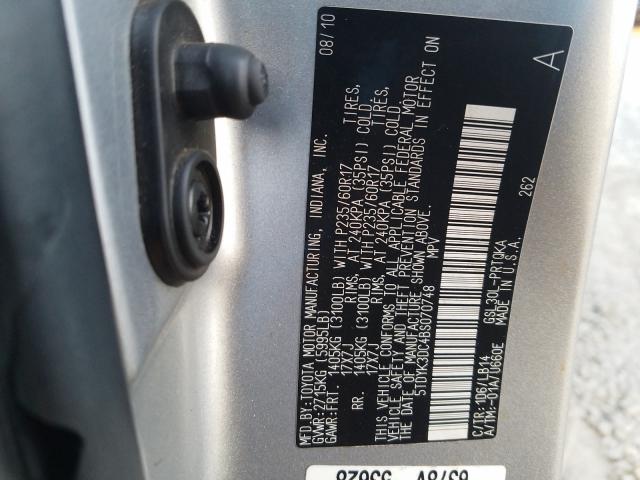 Photo 9 VIN: 5TDYK3DC4BS070748 - TOYOTA SIENNA XLE 