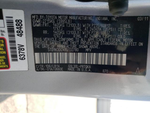 Photo 12 VIN: 5TDYK3DC4BS132780 - TOYOTA SIENNA XLE 